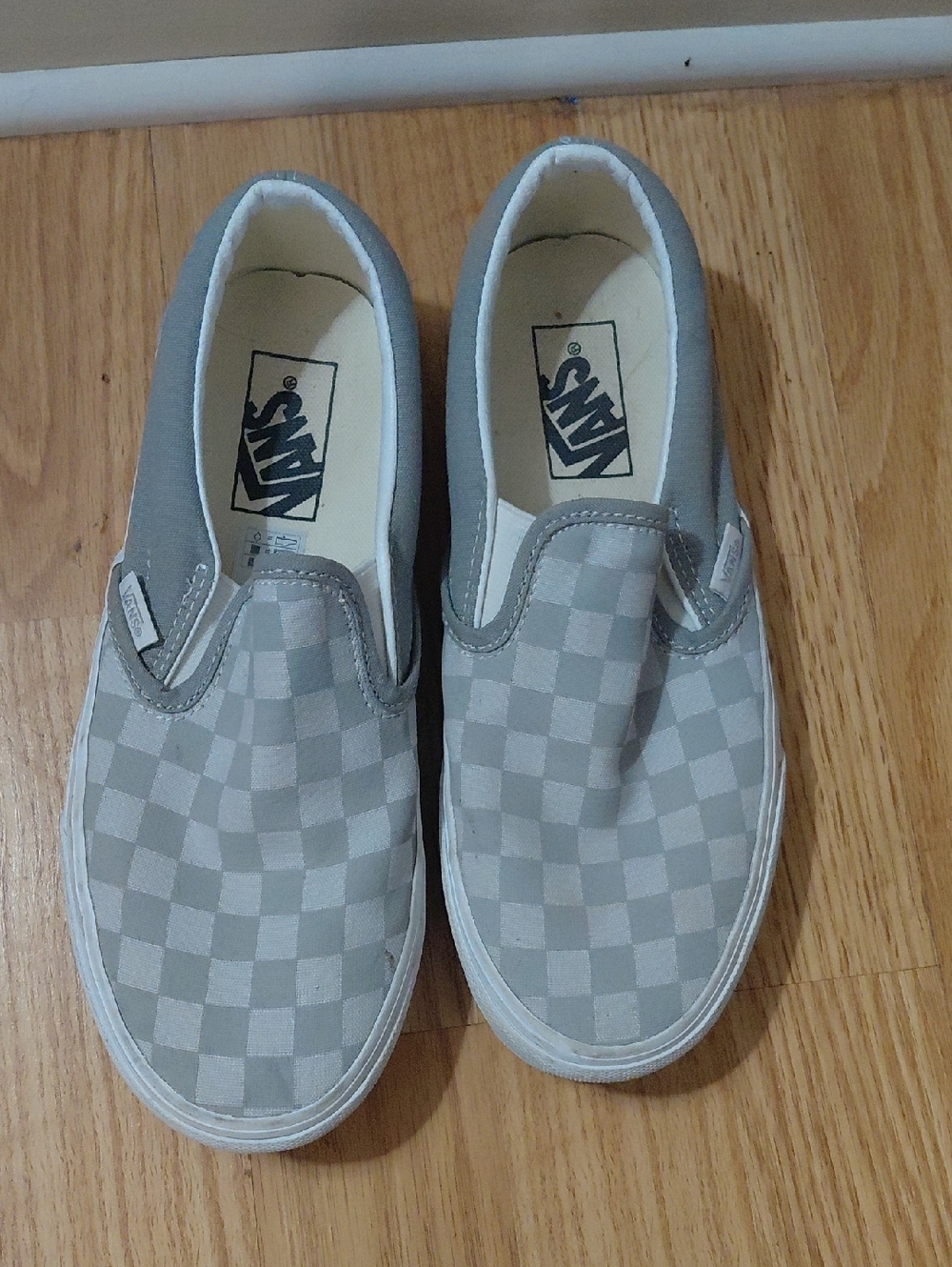 Vans Slip-On Checkerboard Loafers - Light Gray